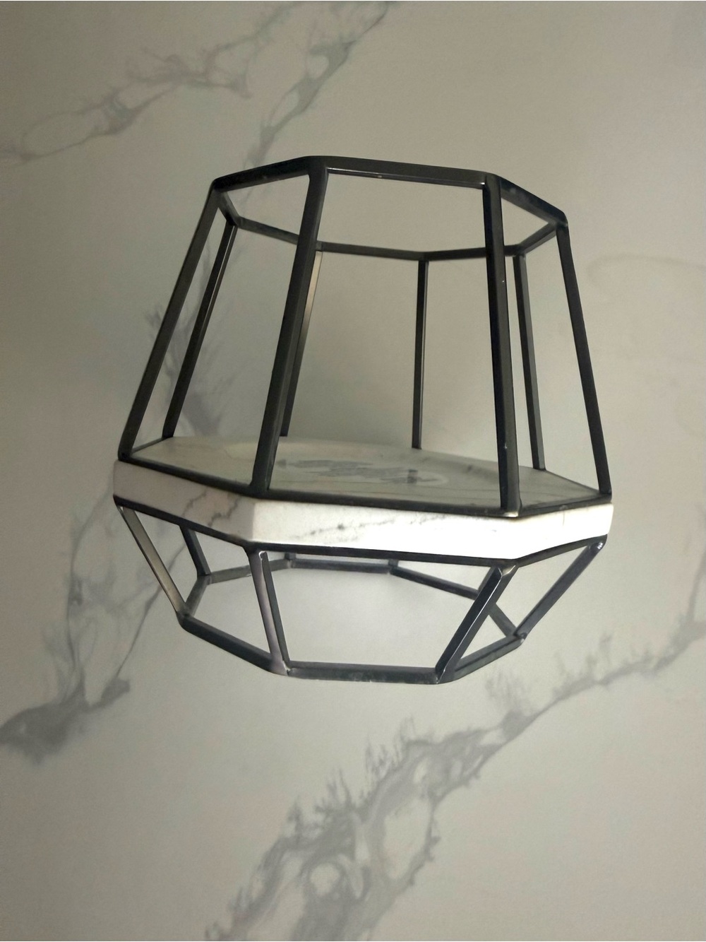 Bath & Body Works Geometric Pedestal With Black Metal & Marble Candle Holder